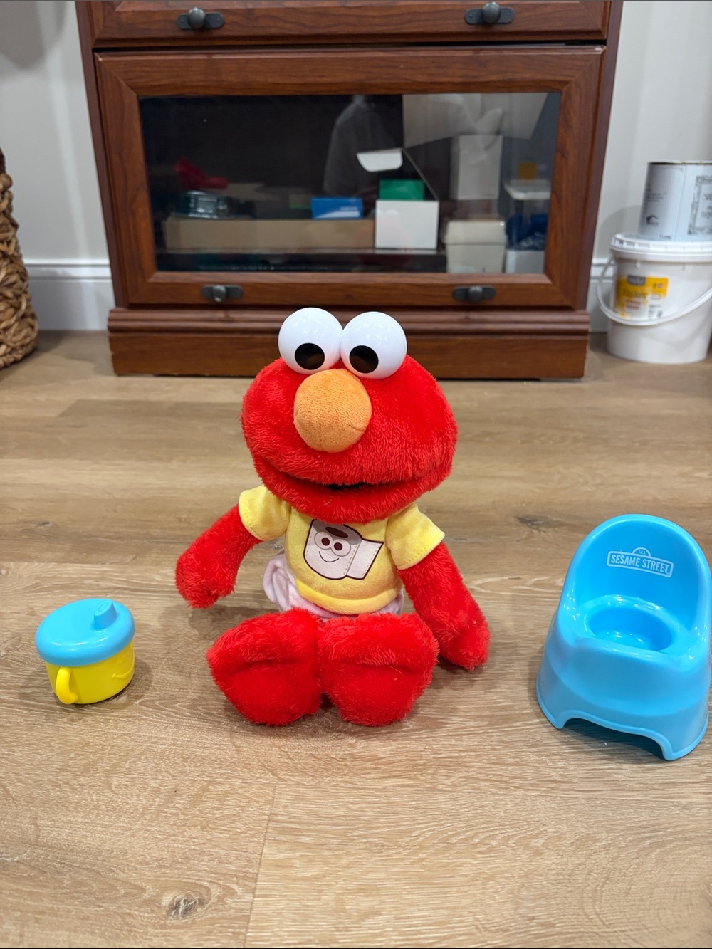 Sesame Street Red Elmo Plush with Blue Potty and Yellow Sippy Cup